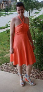 J Crew orange dress, Michael Kors wedges